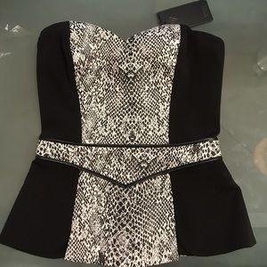 GUESS Snake Jacquard Strapless Corset Top XXS